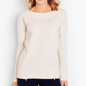 Talbots quilted ivory athleisure sweatshirt top 2x
